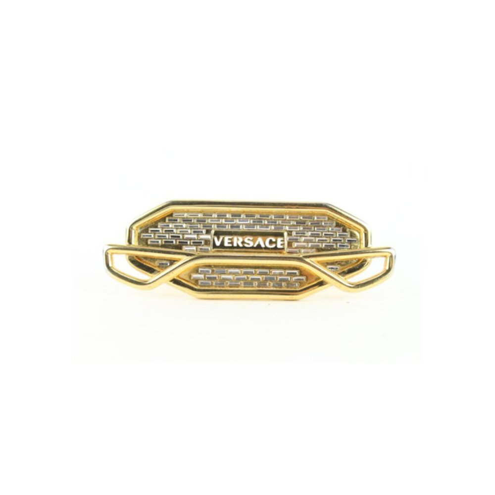 Versace Gold Brass Double Ring Name Plate Knuckles
